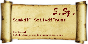 Simkó Szilvánusz névjegykártya